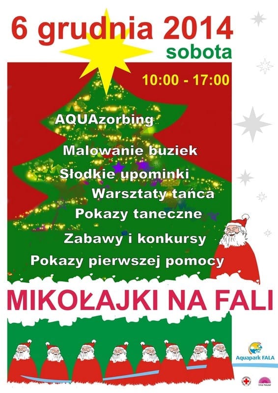 SOBOTA 6 grudnia 2014 r. Mikołajki na FALI - Aquapark Łódź